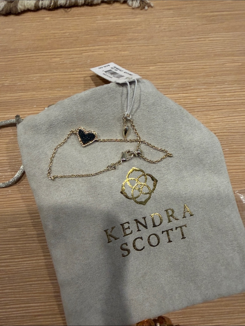 Kendra Scott Gold Chain Bracelet with Black Heart Charm